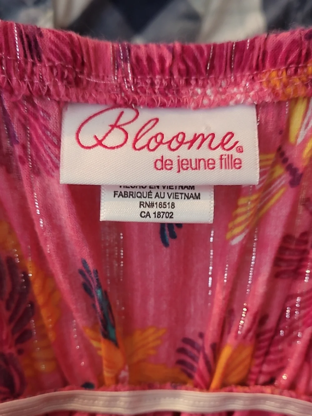 Vintage Bloom Girls Floral Dress Size 12/14 Pink Metallic Fit Flare Cottagecore